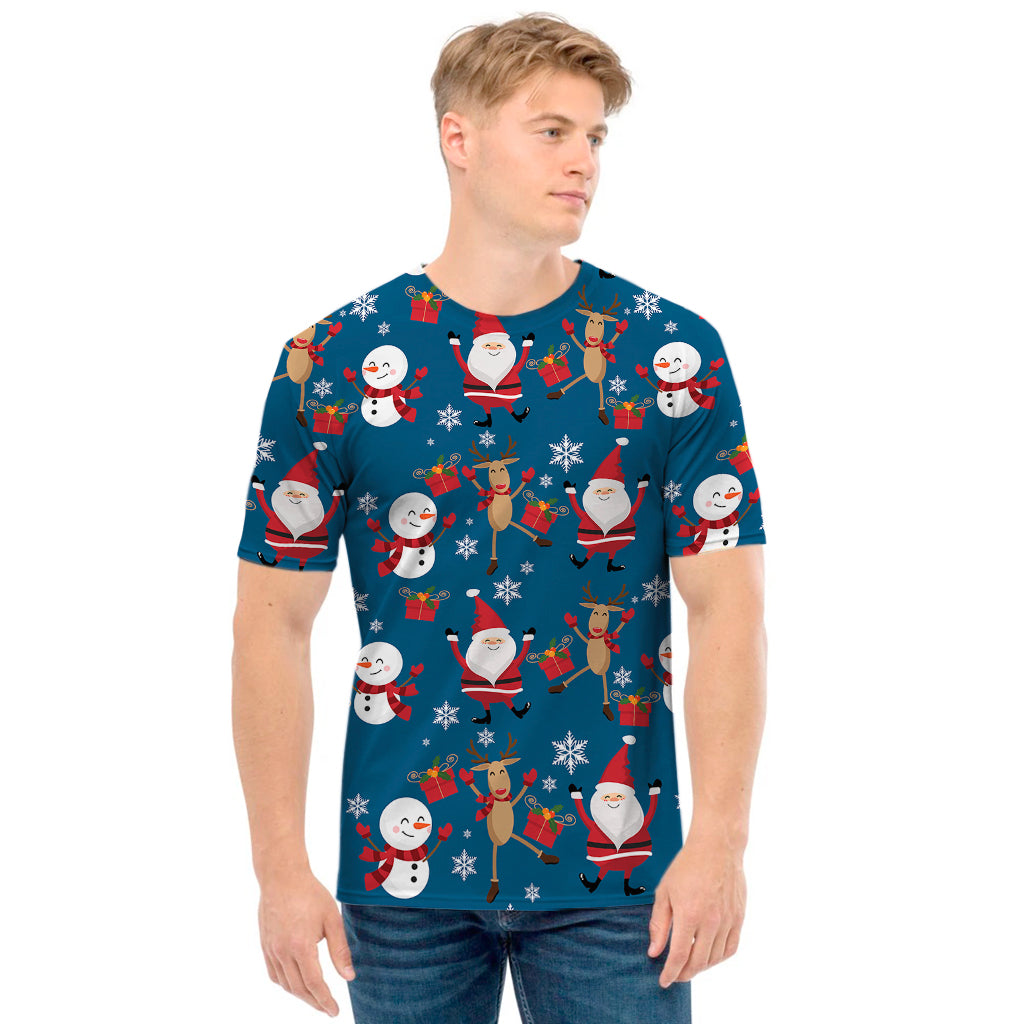 Happy Santa Claus Pattern Print Men's T-Shirt
