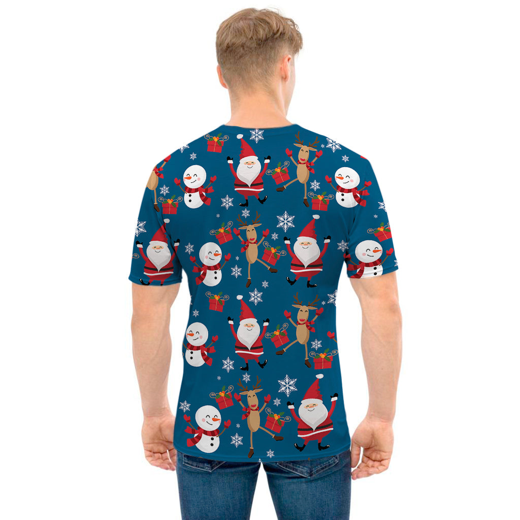 Happy Santa Claus Pattern Print Men's T-Shirt