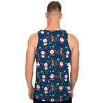 Happy Santa Claus Pattern Print Men's Tank Top