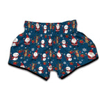 Happy Santa Claus Pattern Print Muay Thai Boxing Shorts