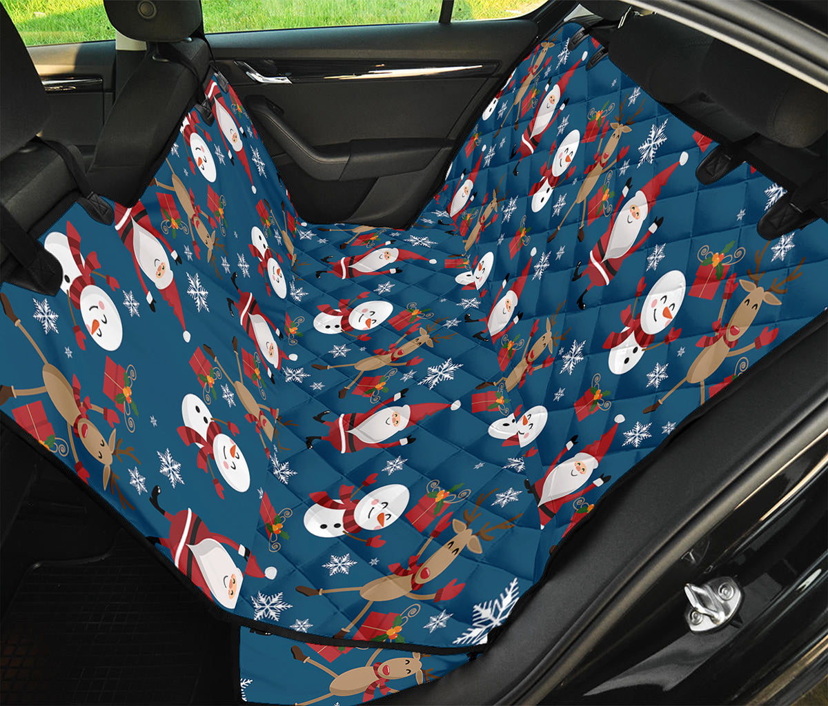 Happy Santa Claus Pattern Print Pet Car Back Seat Cover