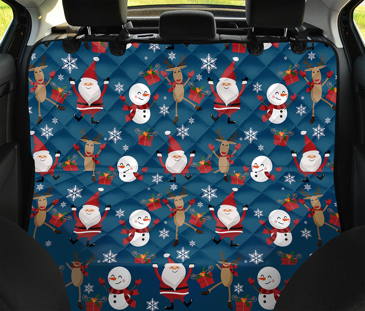Happy Santa Claus Pattern Print Pet Car Back Seat Cover
