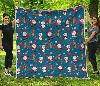 Happy Santa Claus Pattern Print Quilt