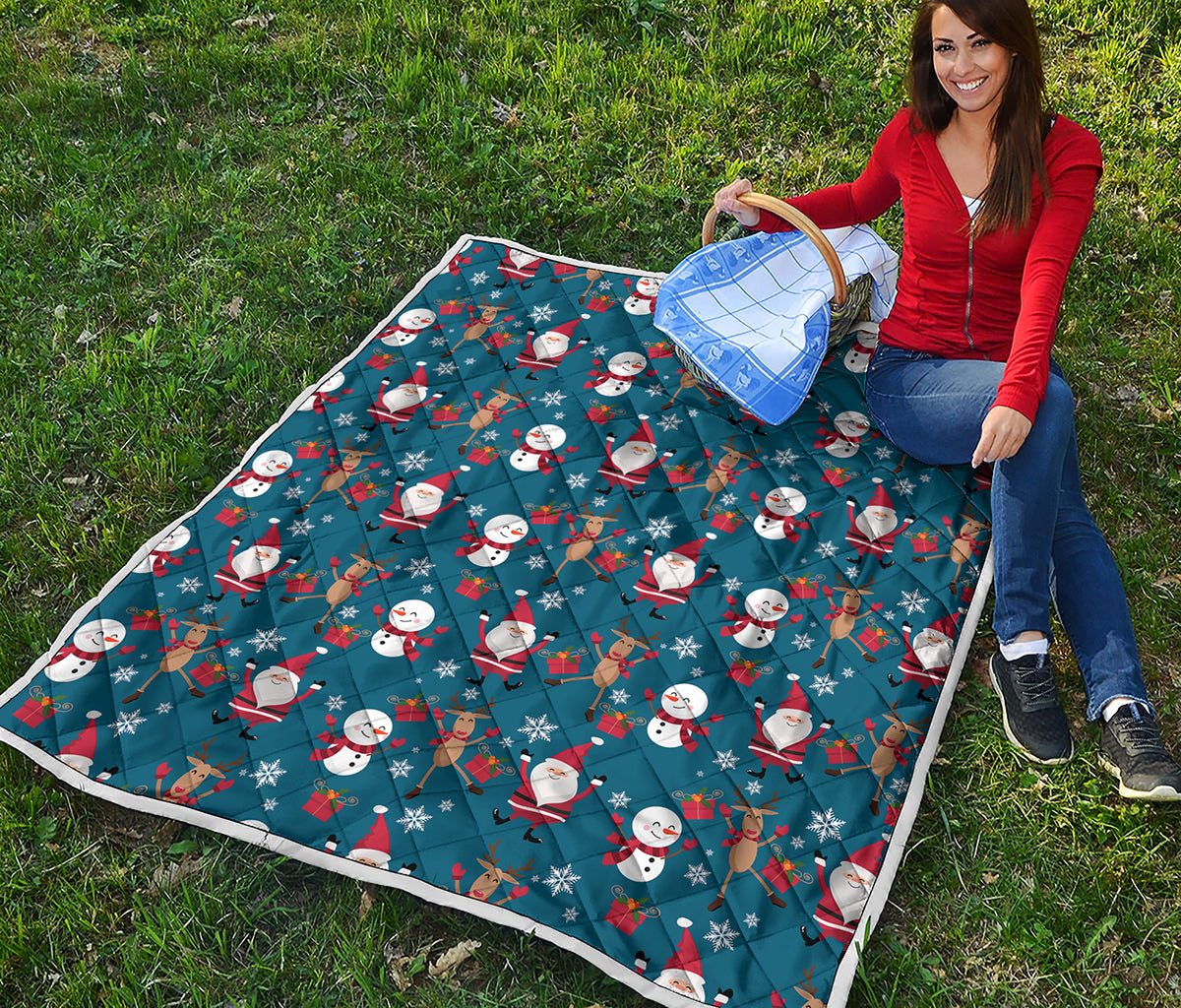 Happy Santa Claus Pattern Print Quilt