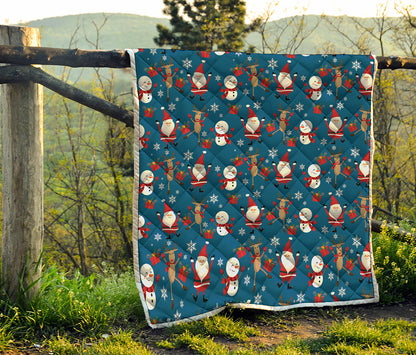 Happy Santa Claus Pattern Print Quilt