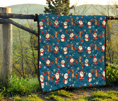 Happy Santa Claus Pattern Print Quilt