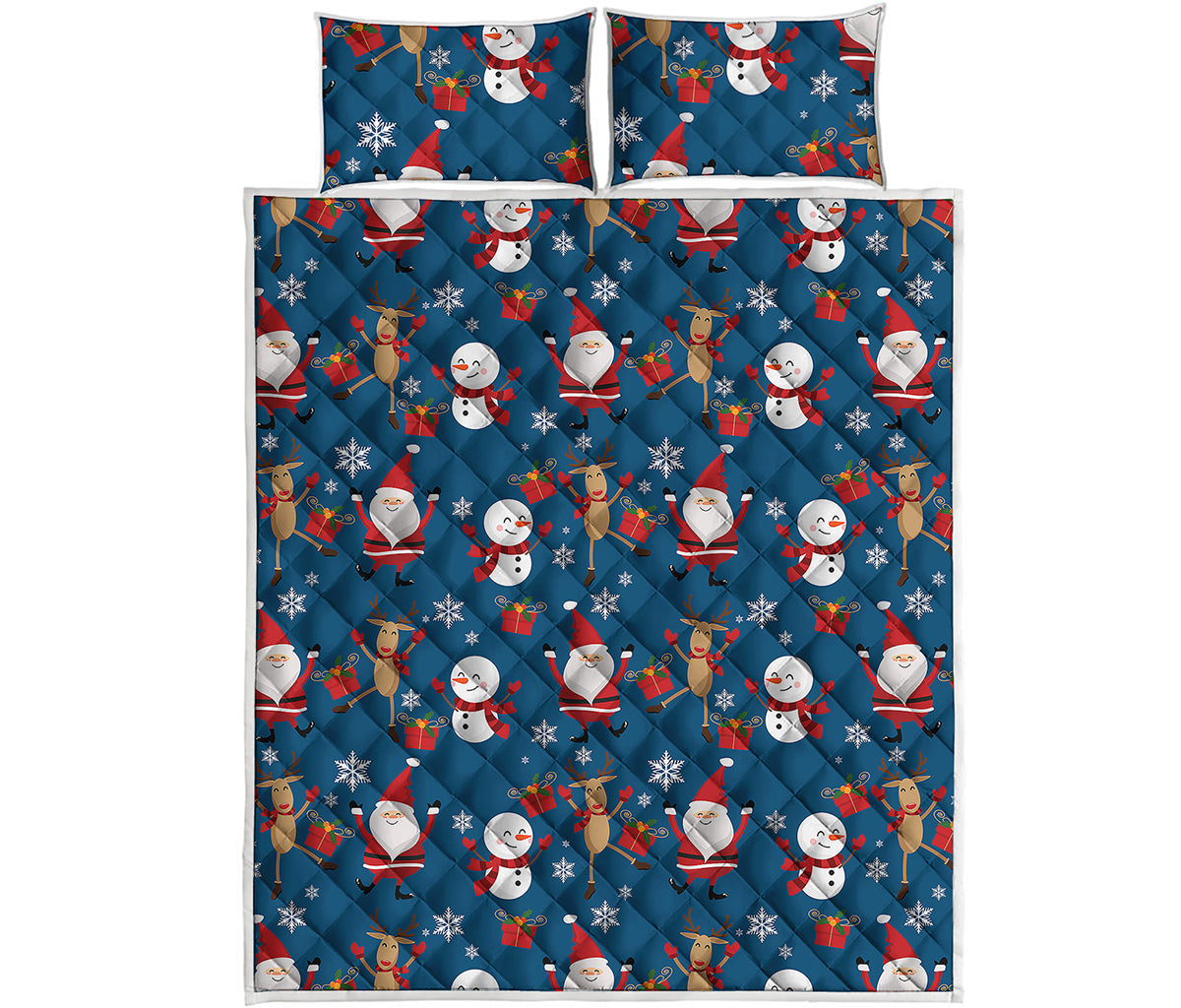 Happy Santa Claus Pattern Print Quilt Bed Set