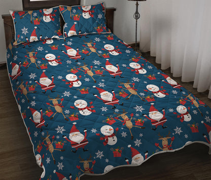Happy Santa Claus Pattern Print Quilt Bed Set