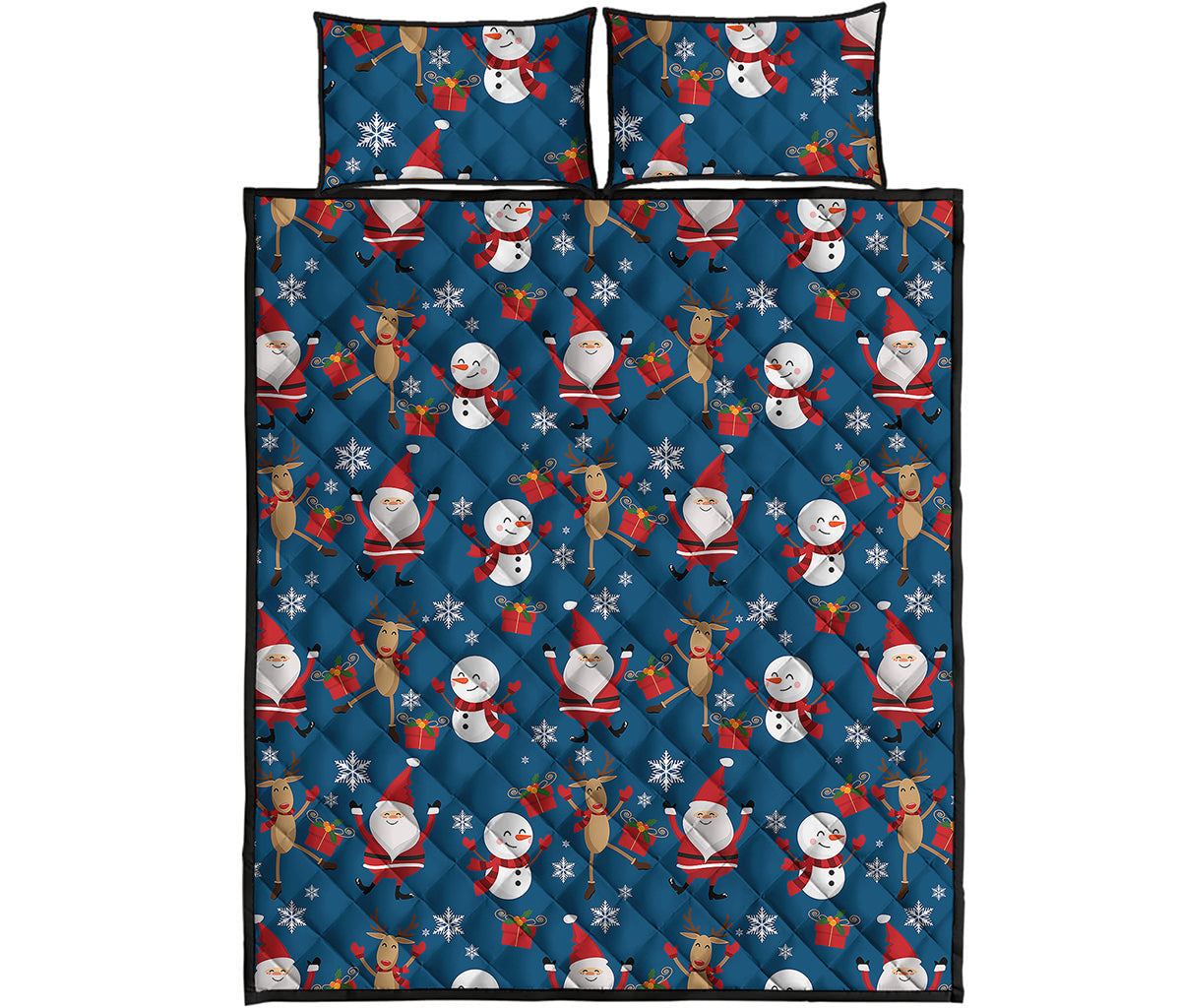 Happy Santa Claus Pattern Print Quilt Bed Set