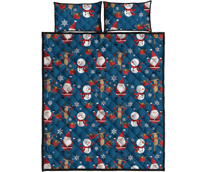 Happy Santa Claus Pattern Print Quilt Bed Set
