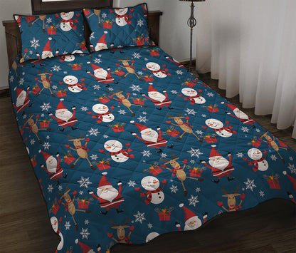 Happy Santa Claus Pattern Print Quilt Bed Set