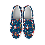 Happy Santa Claus Pattern Print White Slip On Shoes