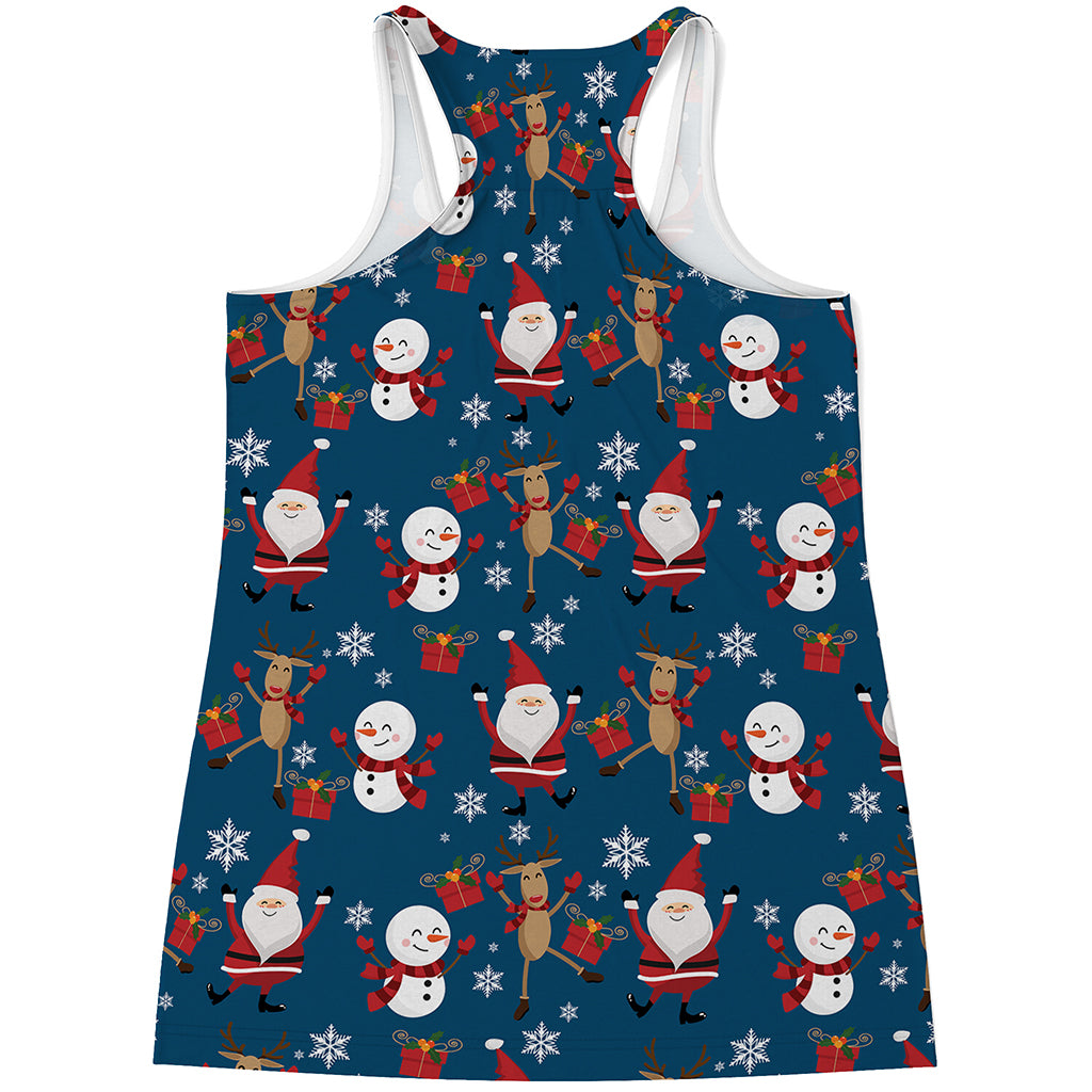 Happy Santa Claus Pattern Print Women's Racerback Tank Top