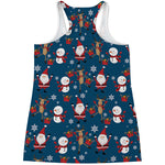 Happy Santa Claus Pattern Print Women's Racerback Tank Top