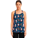 Happy Santa Claus Pattern Print Women's Racerback Tank Top
