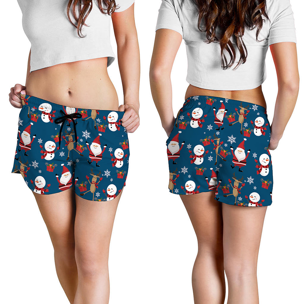 Happy Santa Claus Pattern Print Women's Shorts