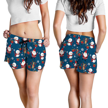 Happy Santa Claus Pattern Print Women's Shorts