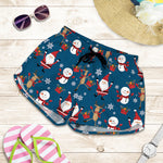 Happy Santa Claus Pattern Print Women's Shorts