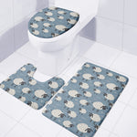 Happy Sheep Pattern Print 3 Piece Bath Mat Set