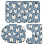 Happy Sheep Pattern Print 3 Piece Bath Mat Set