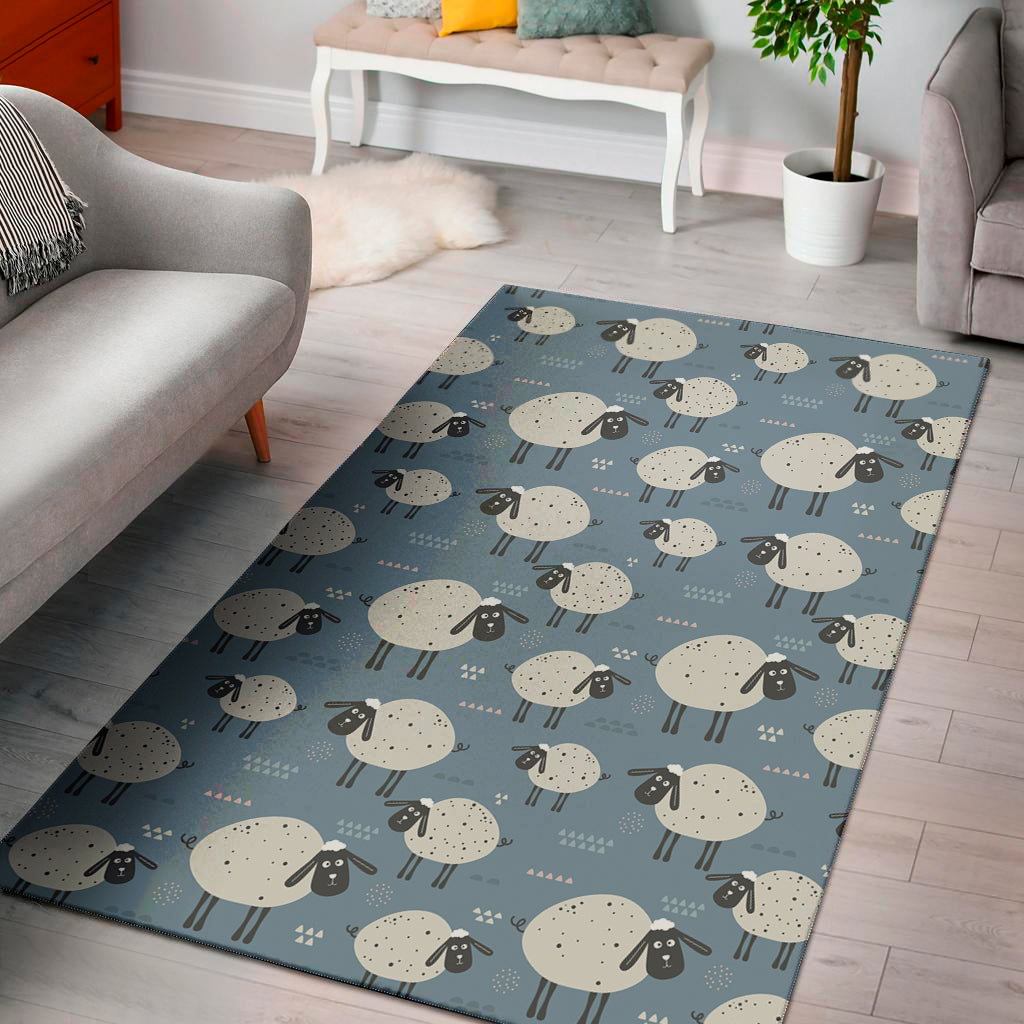 Happy Sheep Pattern Print Area Rug