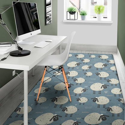 Happy Sheep Pattern Print Area Rug