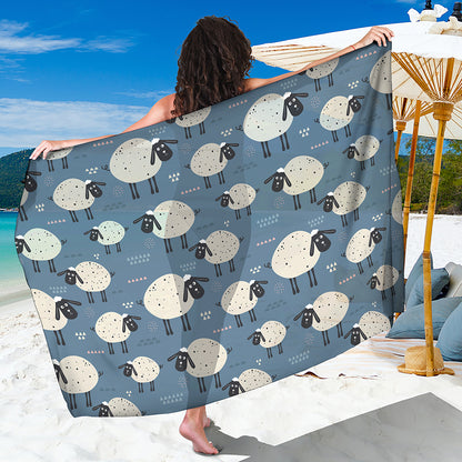 Happy Sheep Pattern Print Beach Sarong Wrap