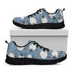 Happy Sheep Pattern Print Black Sneakers