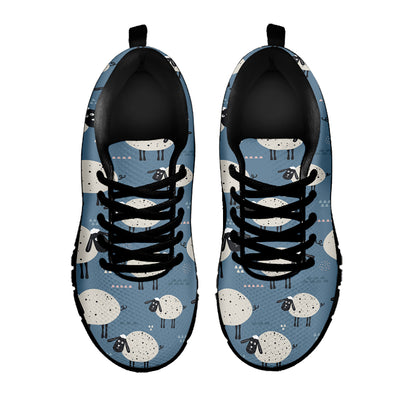 Happy Sheep Pattern Print Black Sneakers