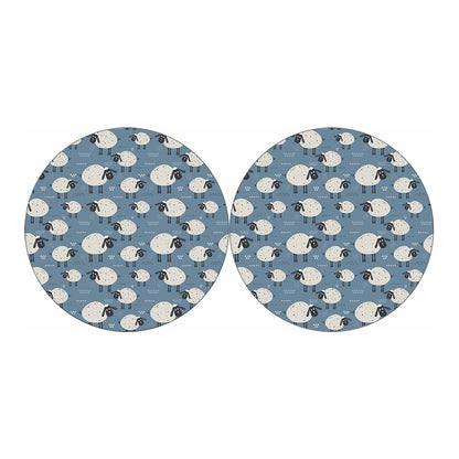 Happy Sheep Pattern Print Car Coasters