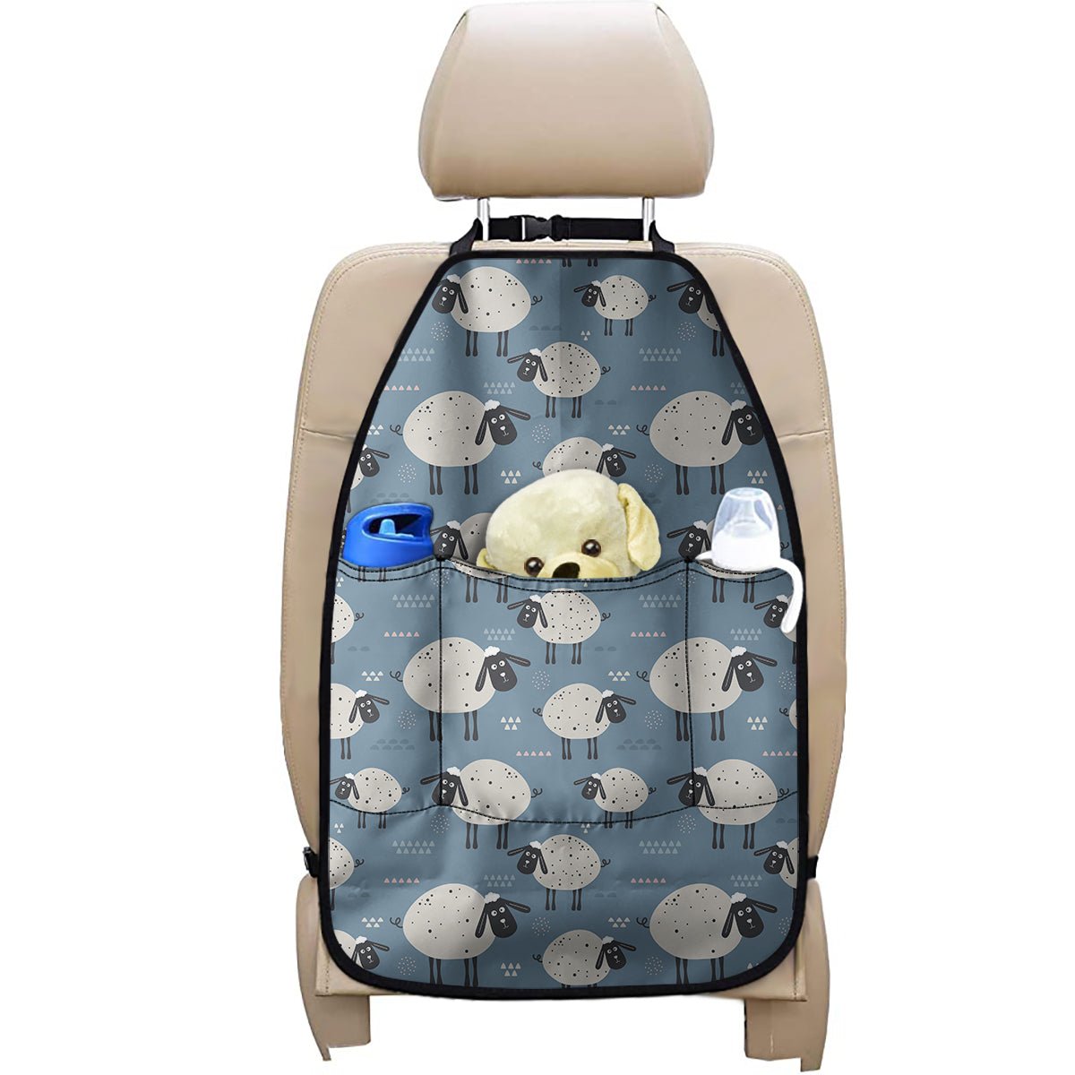 Happy Sheep Pattern Print Car Seat Organizers