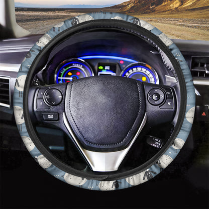 Happy Sheep Pattern Print Car Steering Wheel Cover
