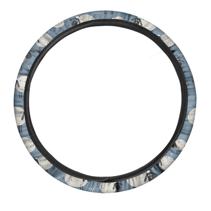 Happy Sheep Pattern Print Car Steering Wheel Cover
