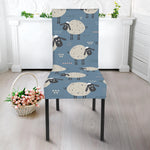 Happy Sheep Pattern Print Dining Chair Slipcover