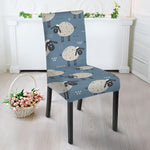 Happy Sheep Pattern Print Dining Chair Slipcover