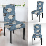 Happy Sheep Pattern Print Dining Chair Slipcover