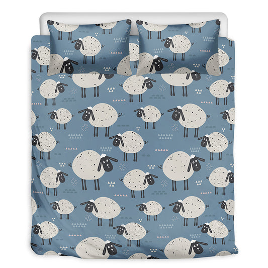 Happy Sheep Pattern Print Duvet Cover Bedding Set