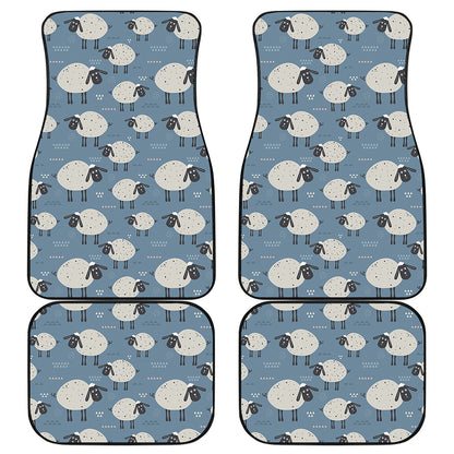 Happy Sheep Pattern Print Front and Back Car Floor Mats