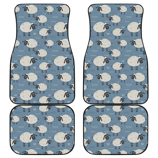 Happy Sheep Pattern Print Front and Back Car Floor Mats