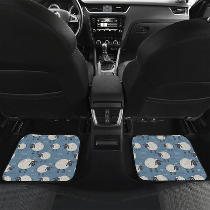 Happy Sheep Pattern Print Front and Back Car Floor Mats