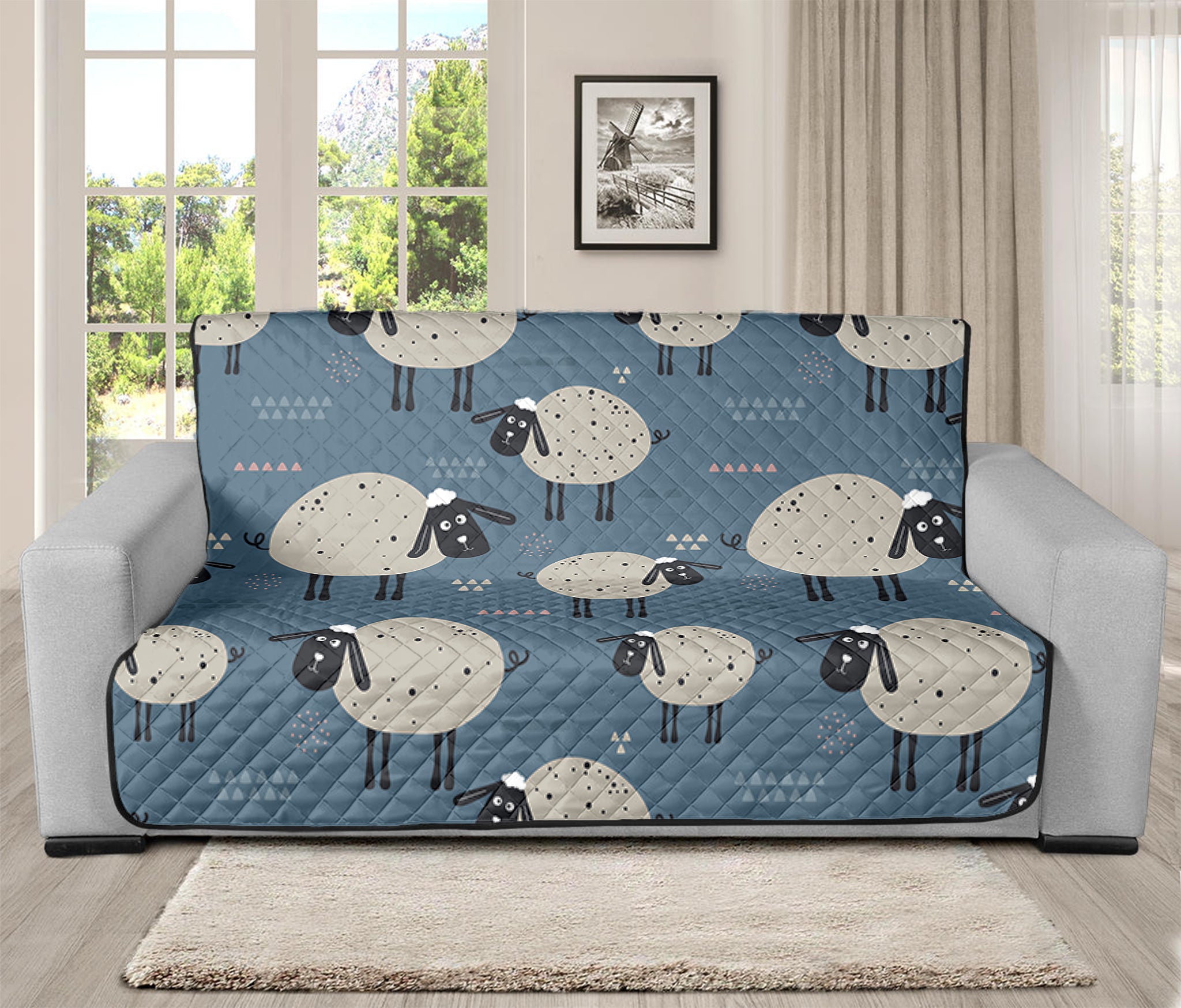 Happy Sheep Pattern Print Futon Protector