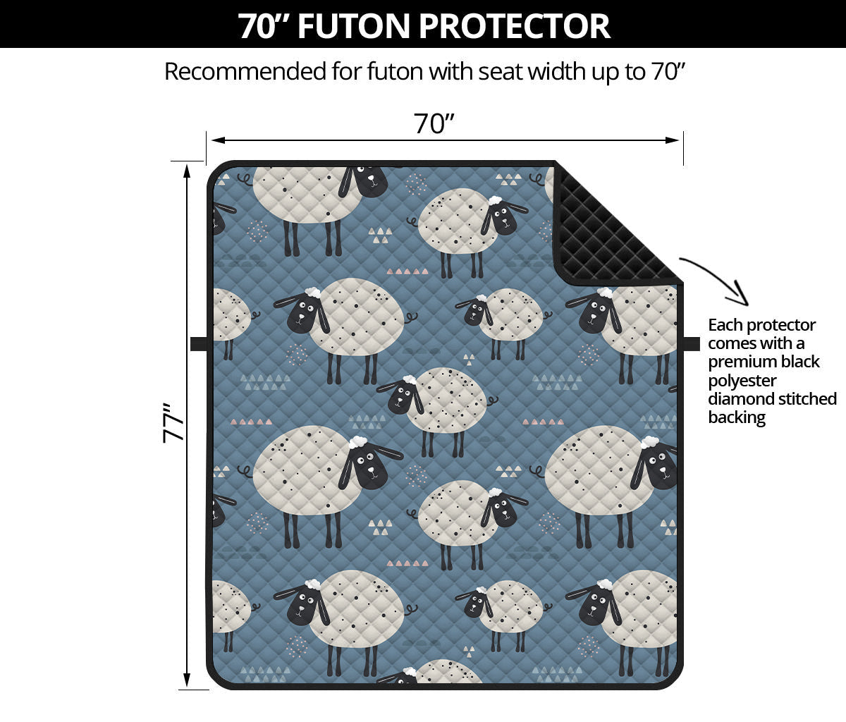 Happy Sheep Pattern Print Futon Protector