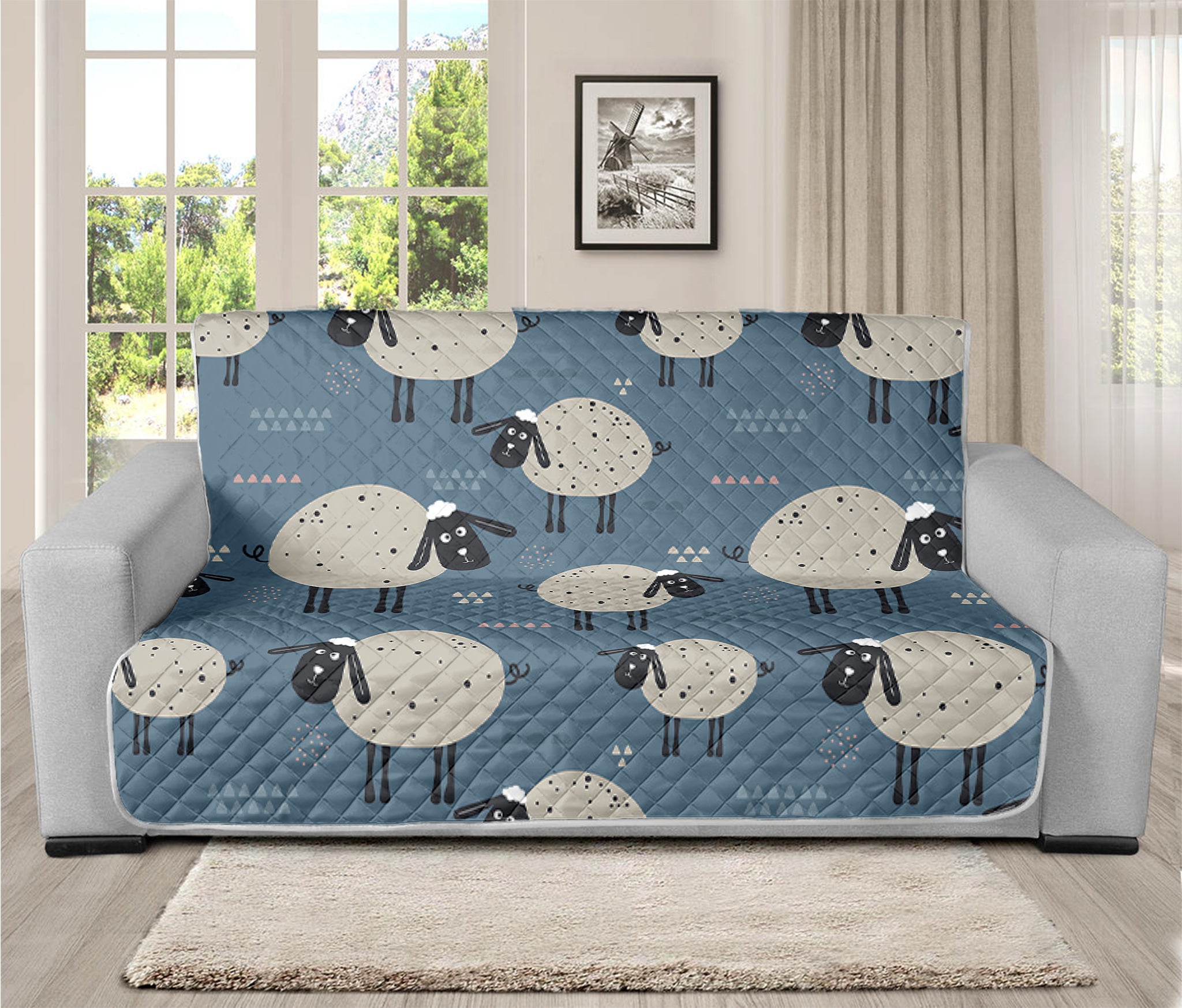 Happy Sheep Pattern Print Futon Protector