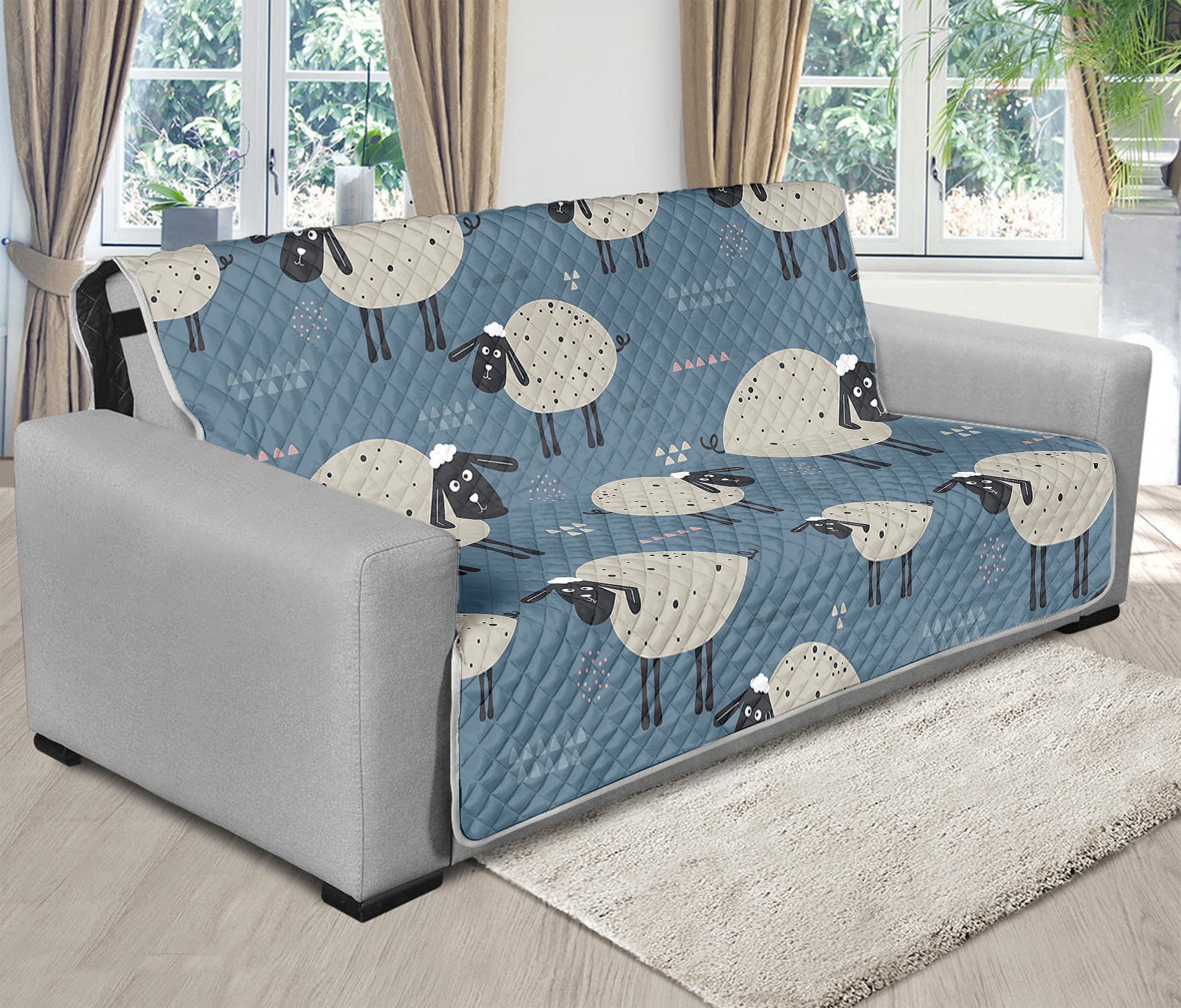 Happy Sheep Pattern Print Futon Protector