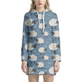 Happy Sheep Pattern Print Pullover Hoodie Dress