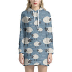 Happy Sheep Pattern Print Hoodie Dress