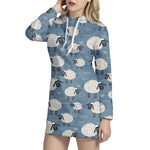 Happy Sheep Pattern Print Hoodie Dress