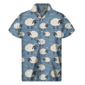 Happy Sheep Pattern Print Men's Short Sleeve Shirt