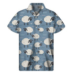 Happy Sheep Pattern Print Men's Short Sleeve Shirt