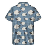 Happy Sheep Pattern Print Men's Short Sleeve Shirt